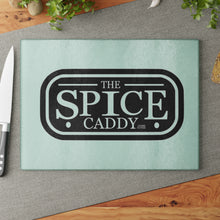 Load image into Gallery viewer, Personalized Glass Cutting Board - The Spice Caddy Design
